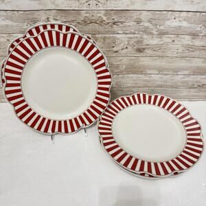 Grace Teaware Josephine Red  Dinner Plates 11 3/8" Set of 4 NEW